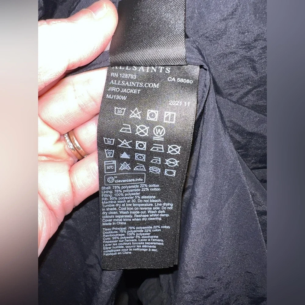 ALLSAINTS Jiro Quilted Bomber Jacket in Koto Black Size Small New - Picture 12 of 14